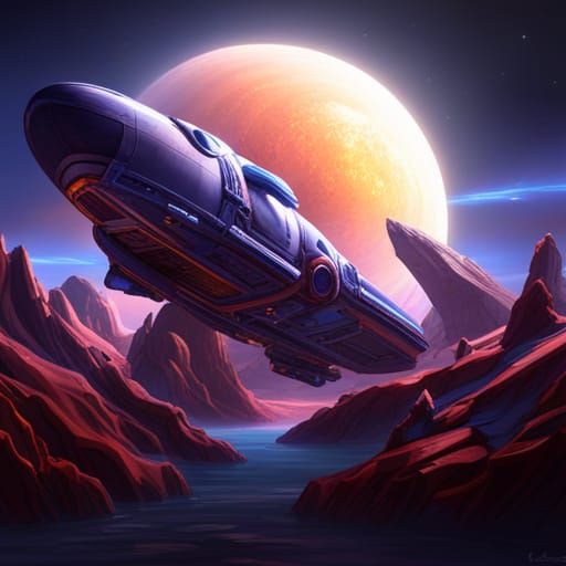 Fantastical Spaceship Concept Art in Deep Color