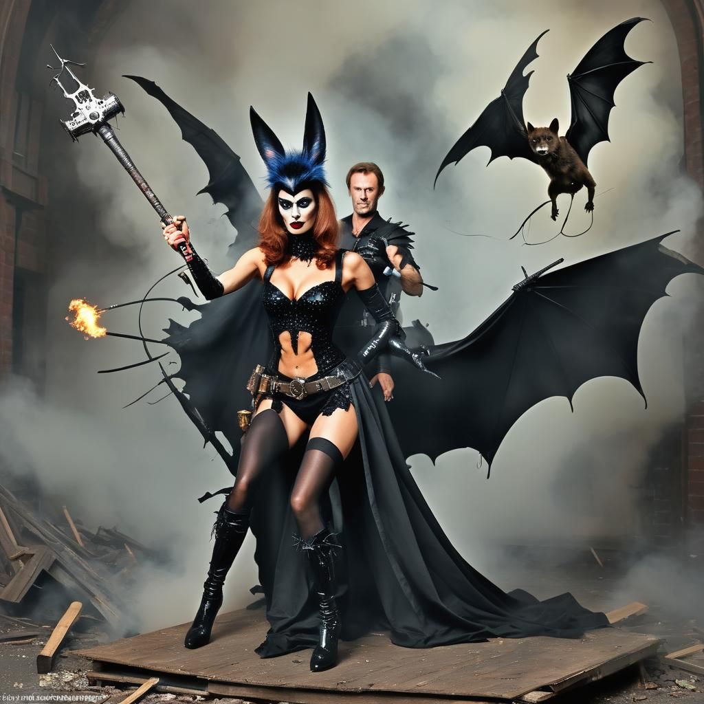 Glamorous Model in Campy Horror Martian City