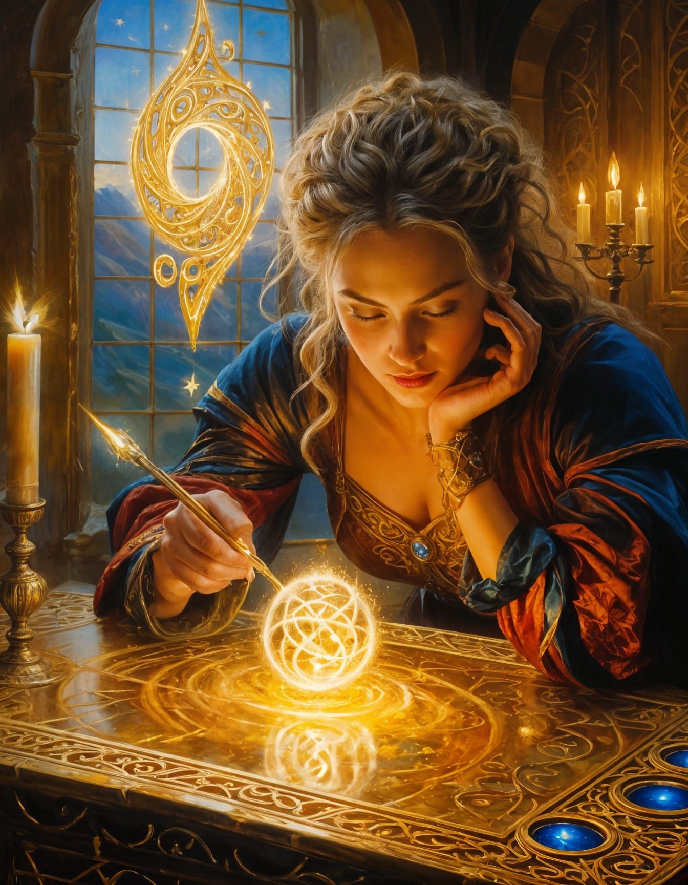 Enchanting Phoenix in Medieval Bedroom Oil Painting