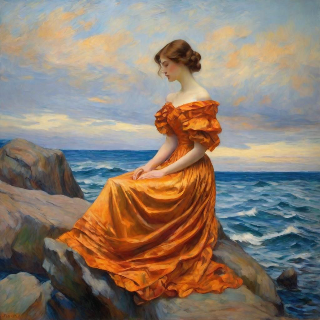 Victorian Woman by the Sea: Impressionistic Style