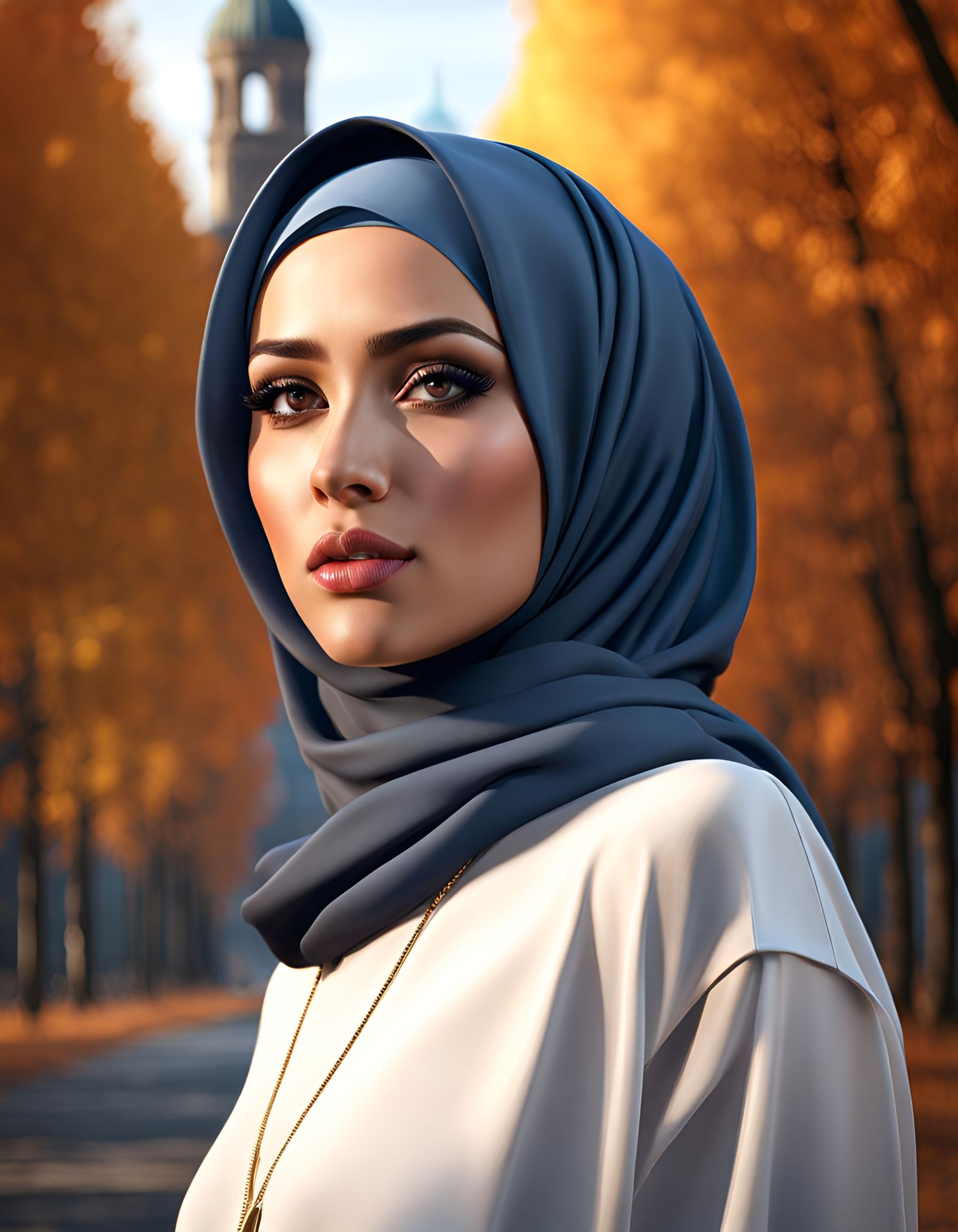 Stunning Hijabi German Woman in Autumn Nuremberg