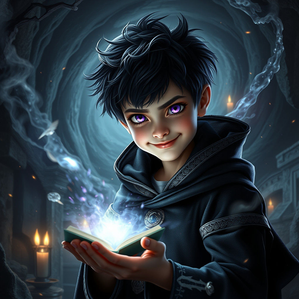 Young Necromancer Conjuring Dark Magic