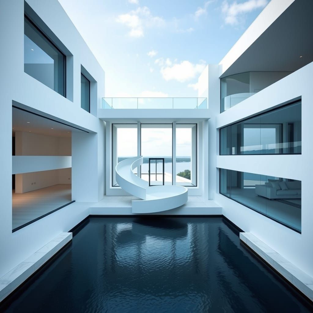 Sleek Modern Mansion Blends into Lush Landscape