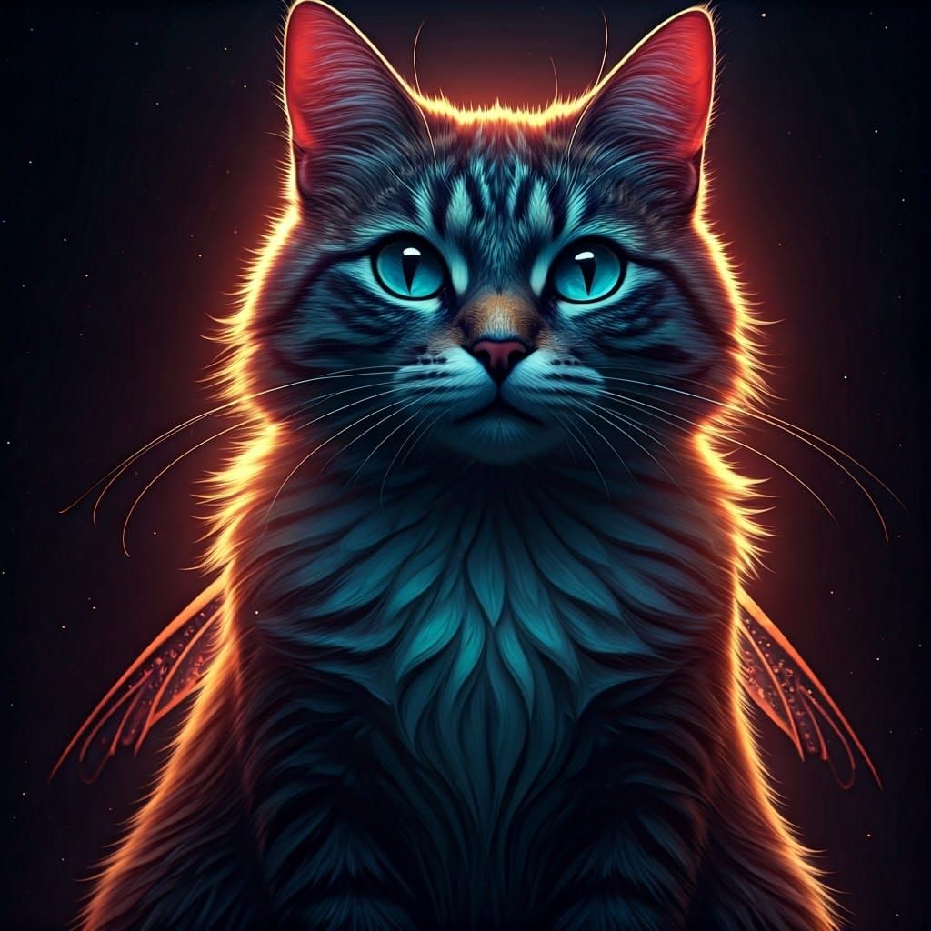 Fairy Cat in Detailed Matte Painting Style