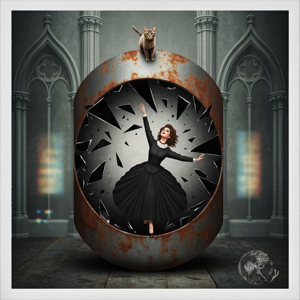 Woman Shattering in Cylinder, in Surrealist Style