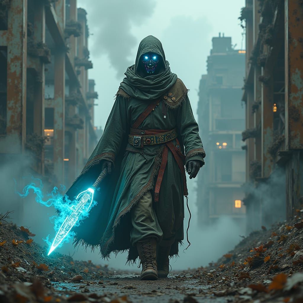 Wastelands techno mage warrior....