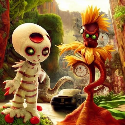 Cute Alien Plant Wizard in Maximalist Style