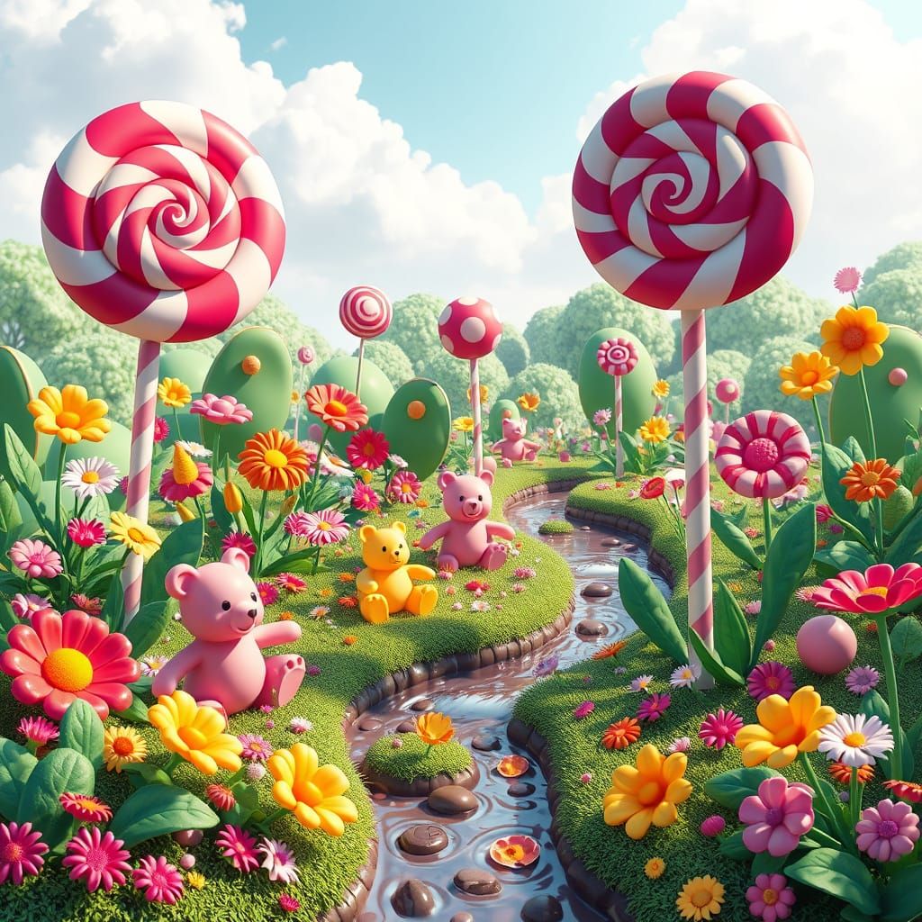 Whimsical Candy Candyland Floral Garden Art