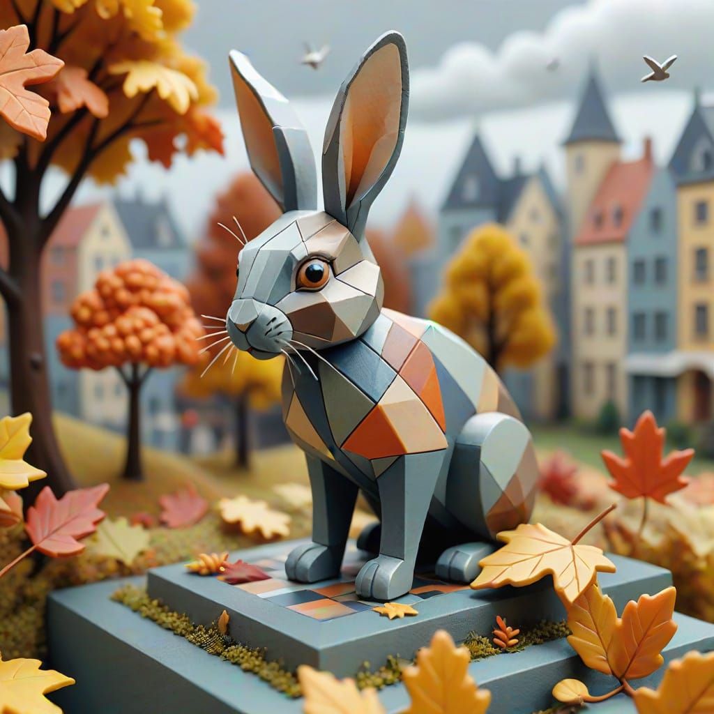Art Deco Rabbit Sees Gray Sky for First Time