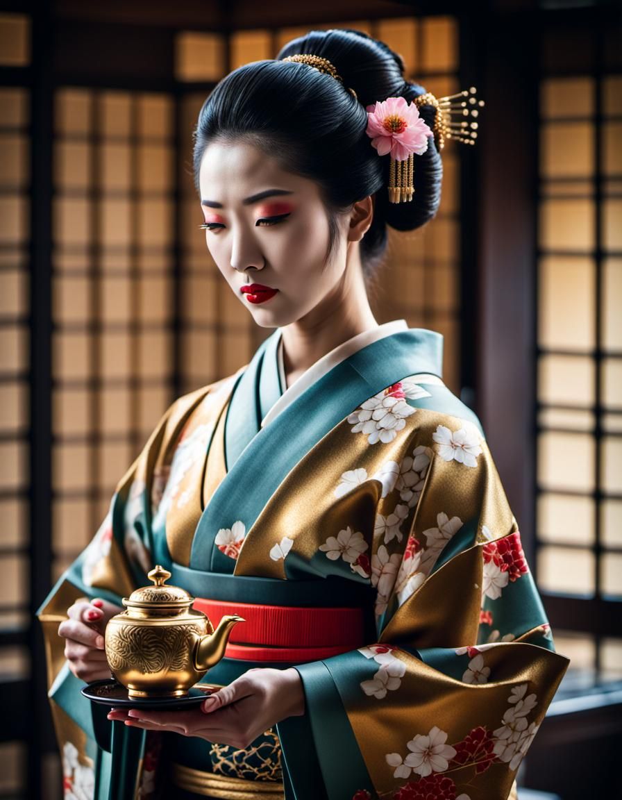 Maiko Tea Ceremony: Intricate Kimono, Professional Photograp...