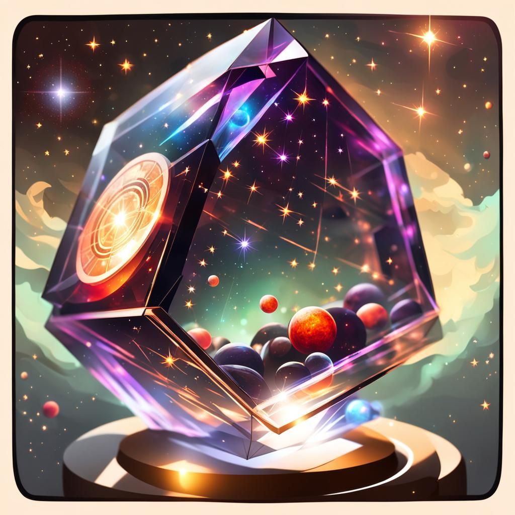 Red Sun in Crystal Box: Space Art