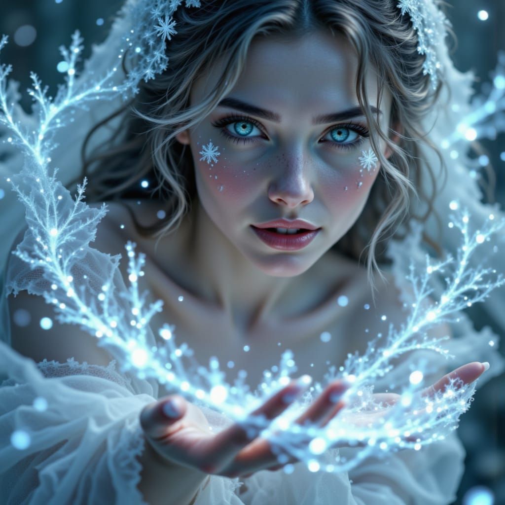 Frost Sorceress Fairy Casting Frozen Magic Arc