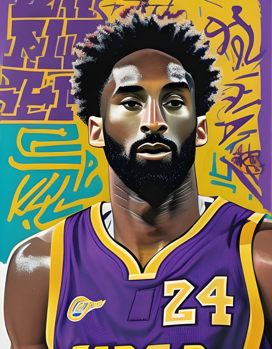 Kobe Bryant Portrait in Basquiat Style