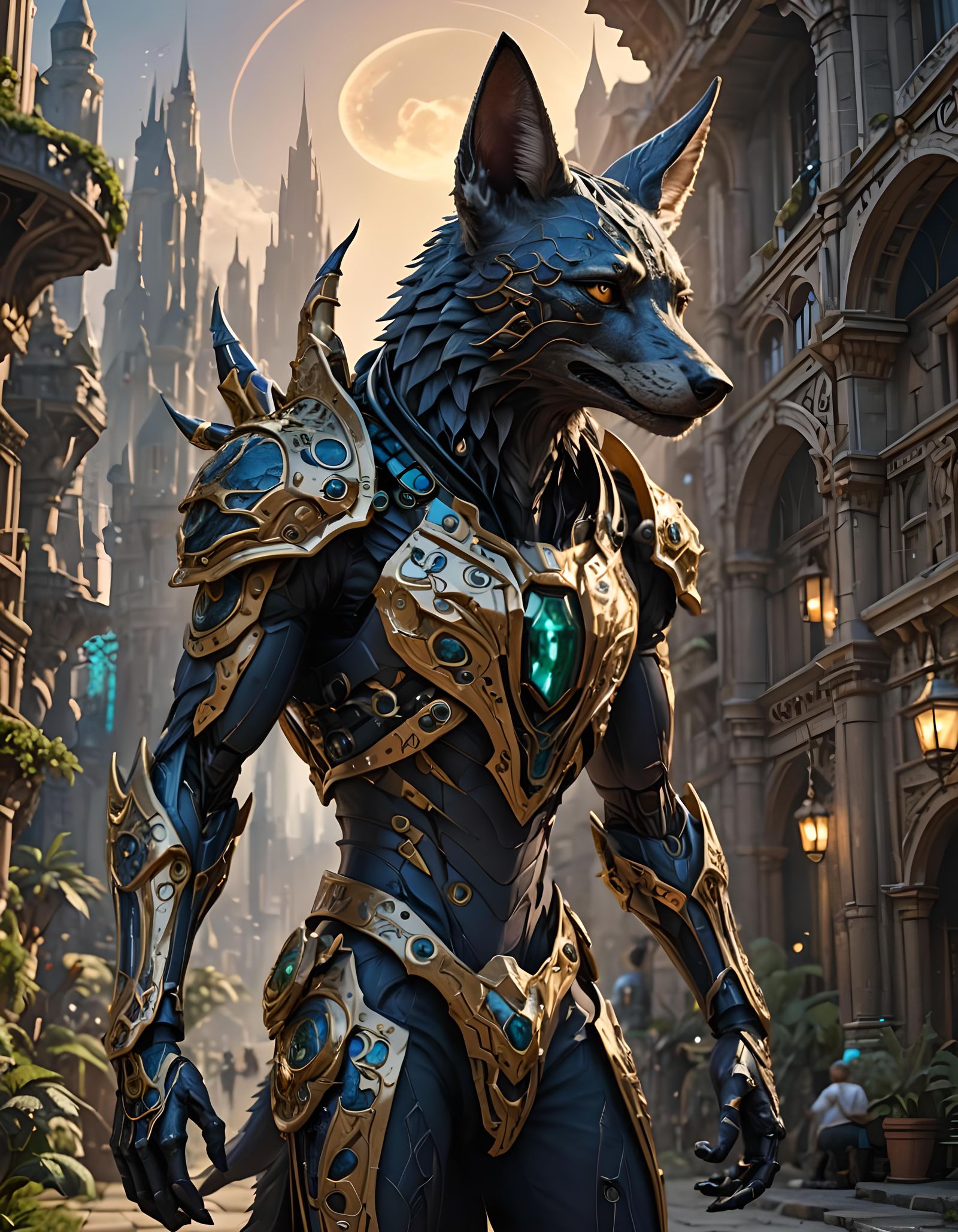 Detailed Jackal-Human Hybrid Concept Art