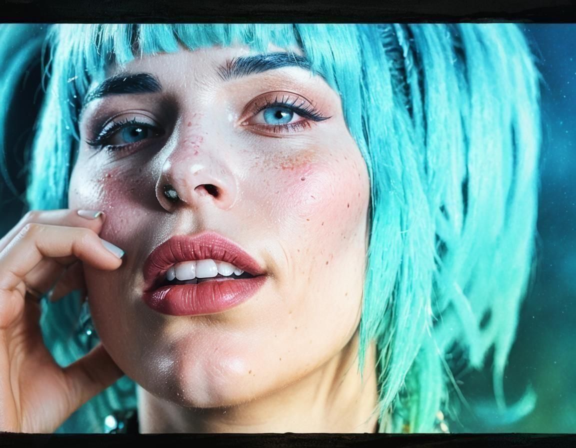 Vibrant Portrait of Girl with Turquoise Hair