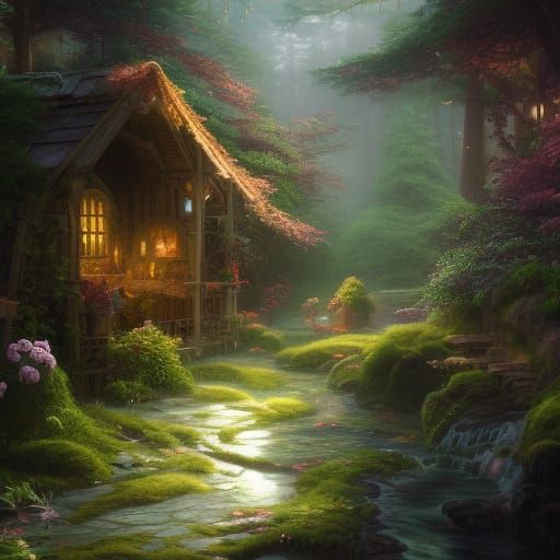 Enchanting Elven Village in Long Grass: Hyperdetailed 3D Art