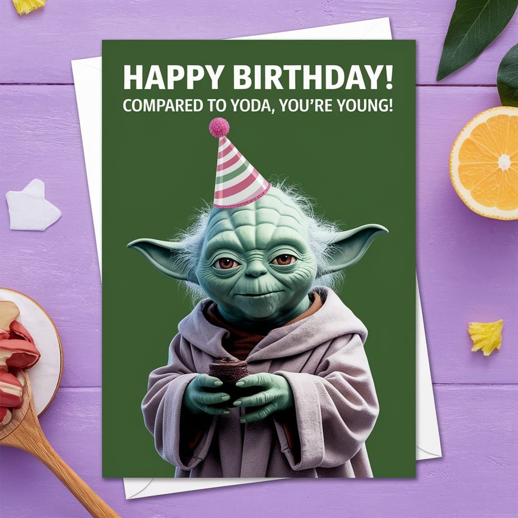 Yoda Birthday Card: You're Young Compared to Yoda!