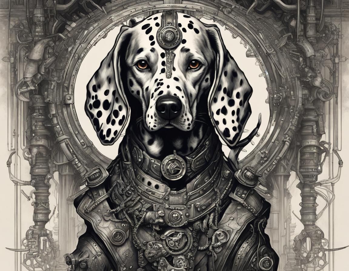 Dieselpunk Dragon Deity Dalmatian Drawing