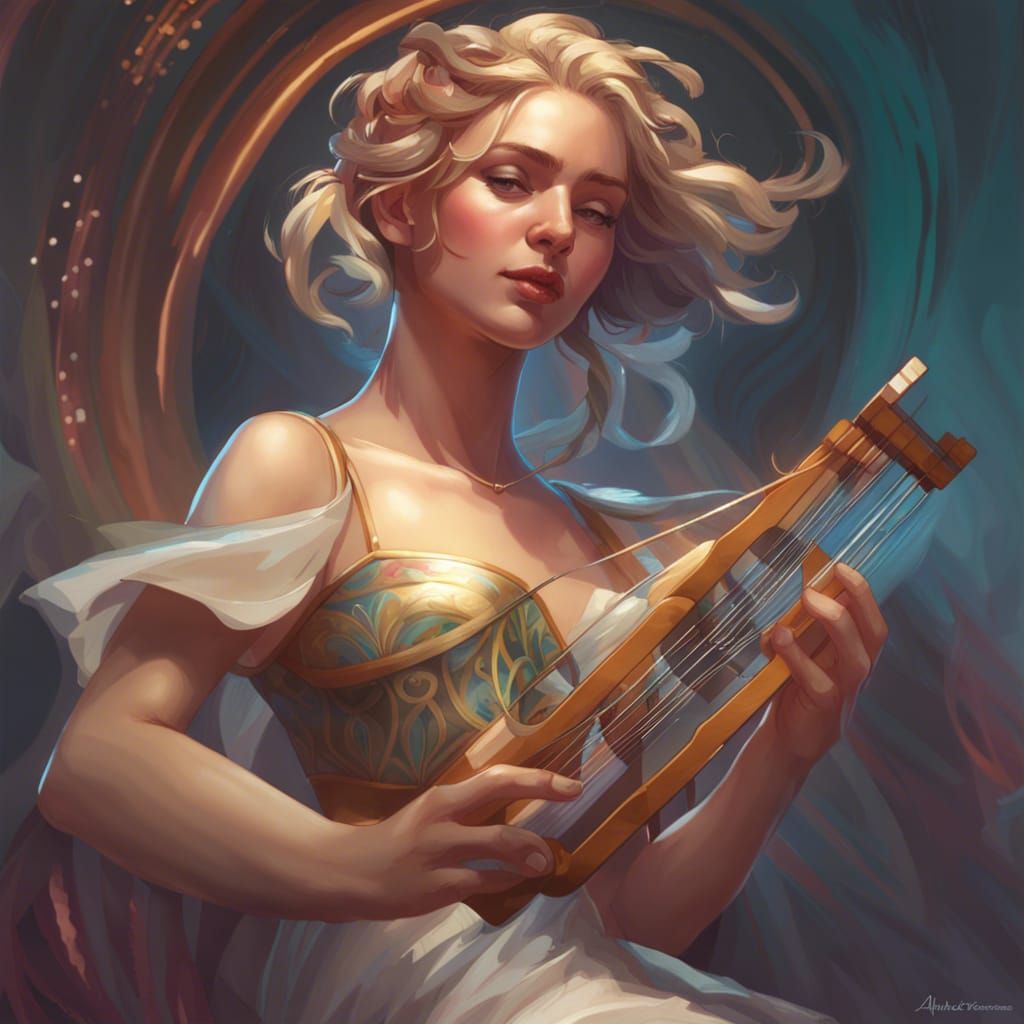 Terpsichore: Muse of Dance in Art Nouveau Style