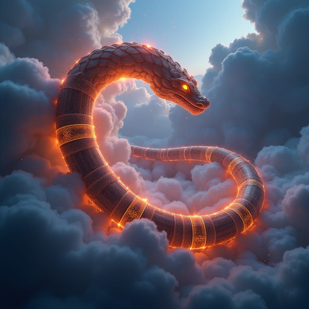 Mystical Film Serpent in Ethereal Stardust Landscape