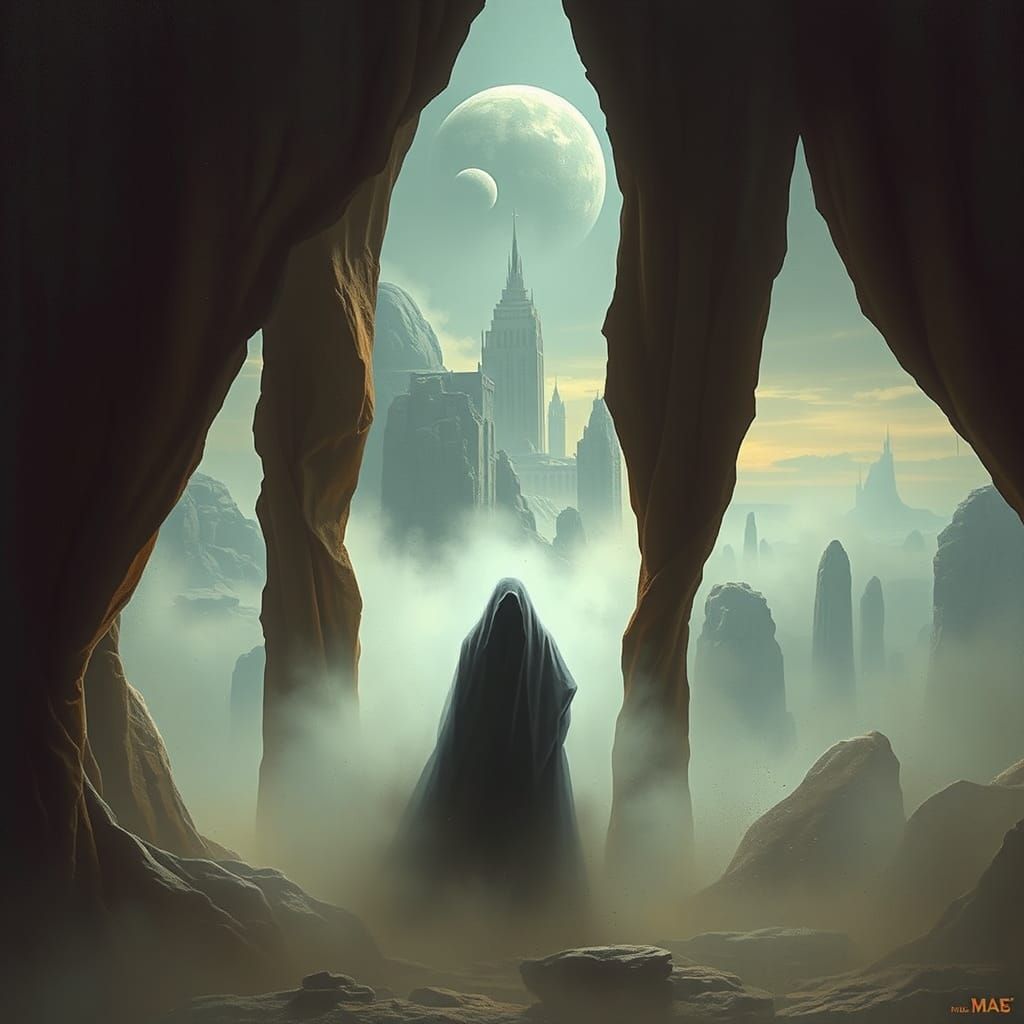 Surreal Figure Unveiling Alternate Dimensions