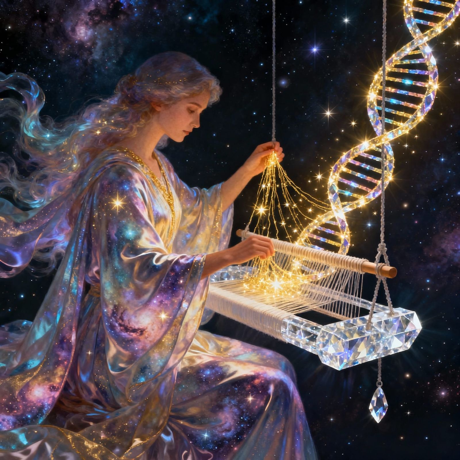 Cosmic Weaver of Life in Digital Art