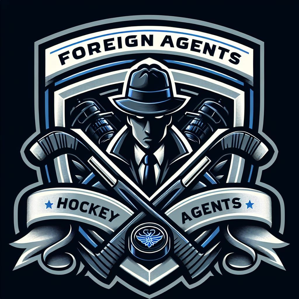 Foreign Agents Hockey Emblem with Spy and Modern Style