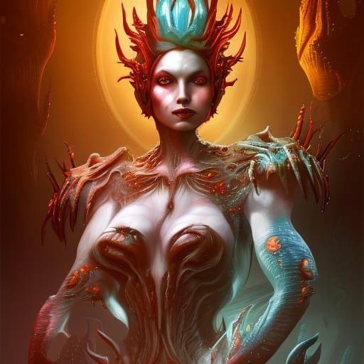 Detailed Alien Queen Concept Art in Deep Color