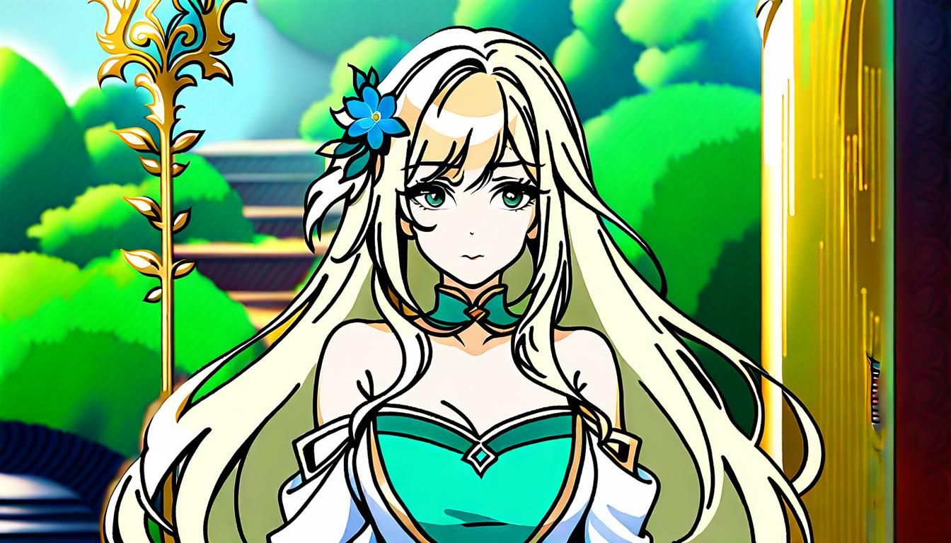 Elegant Anime Woman with Floral Accessories