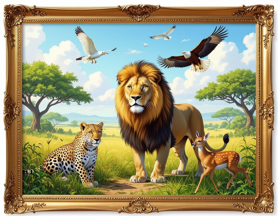 Joyful Jewish Sukkah Scene with Animals and Photo Frame