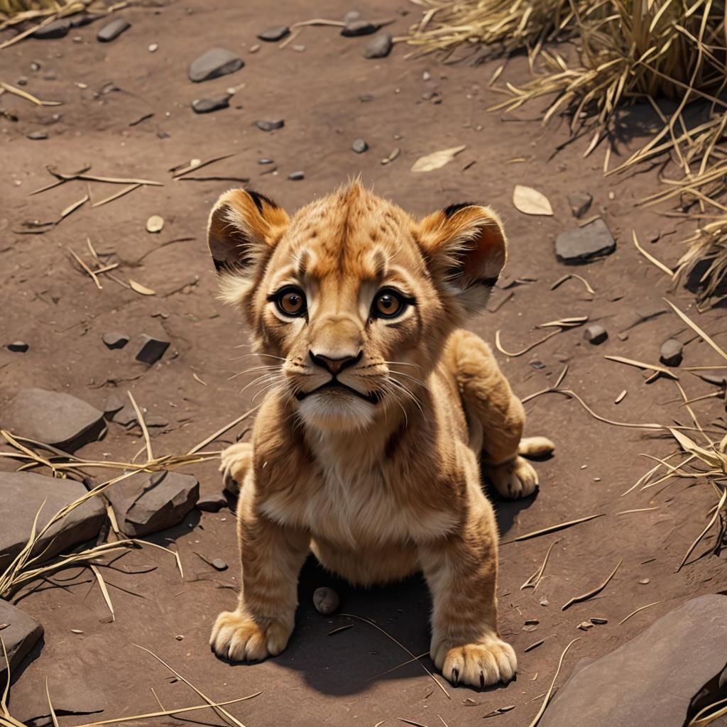 Baby Simba: 3D Anime Art Inspired by WLOP