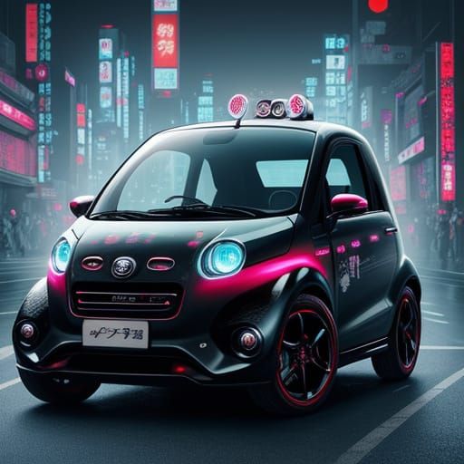 Cyberpunk Oriental Futuristic Bubble Car with Hi-Tech Upgrad...