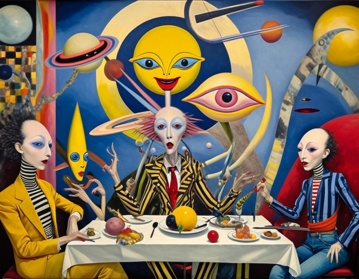 Aliens at Surreal Restaurant in Exotic Couture