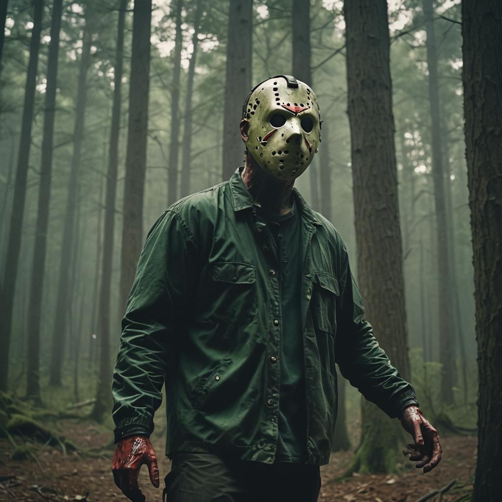 Jason Voorhees Unmasked in Ominous Forest