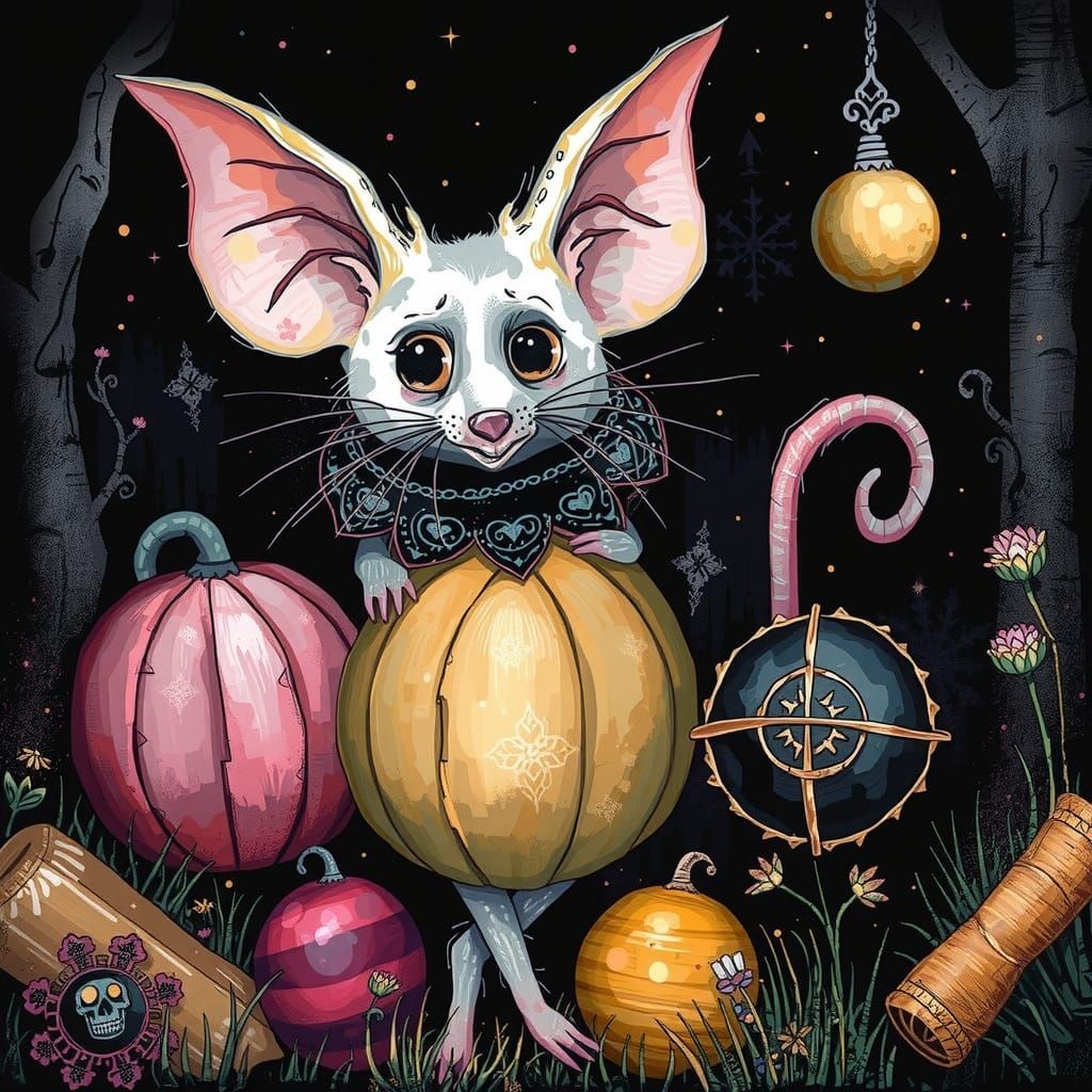 Sweet Mouse Unaware of Plague in Fairytale Art