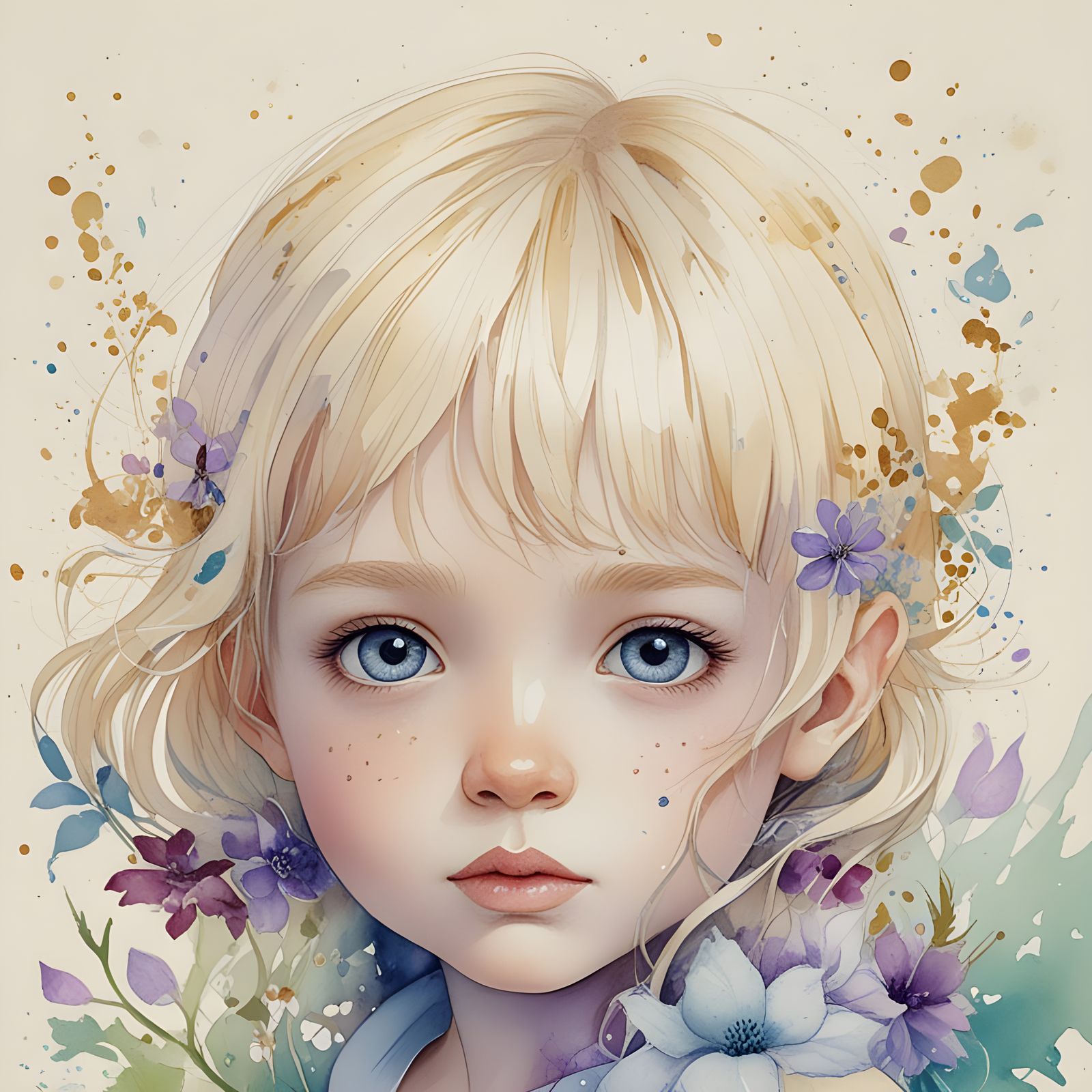 Whimsical Toddler Portrait with Magical Waterfall