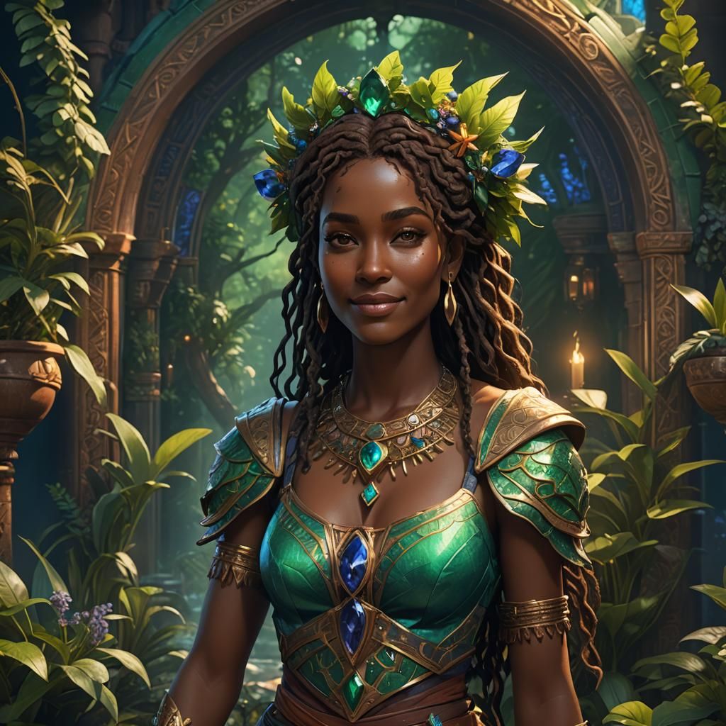 Fantasy Portrait of Woman in Emerald and Sapphire