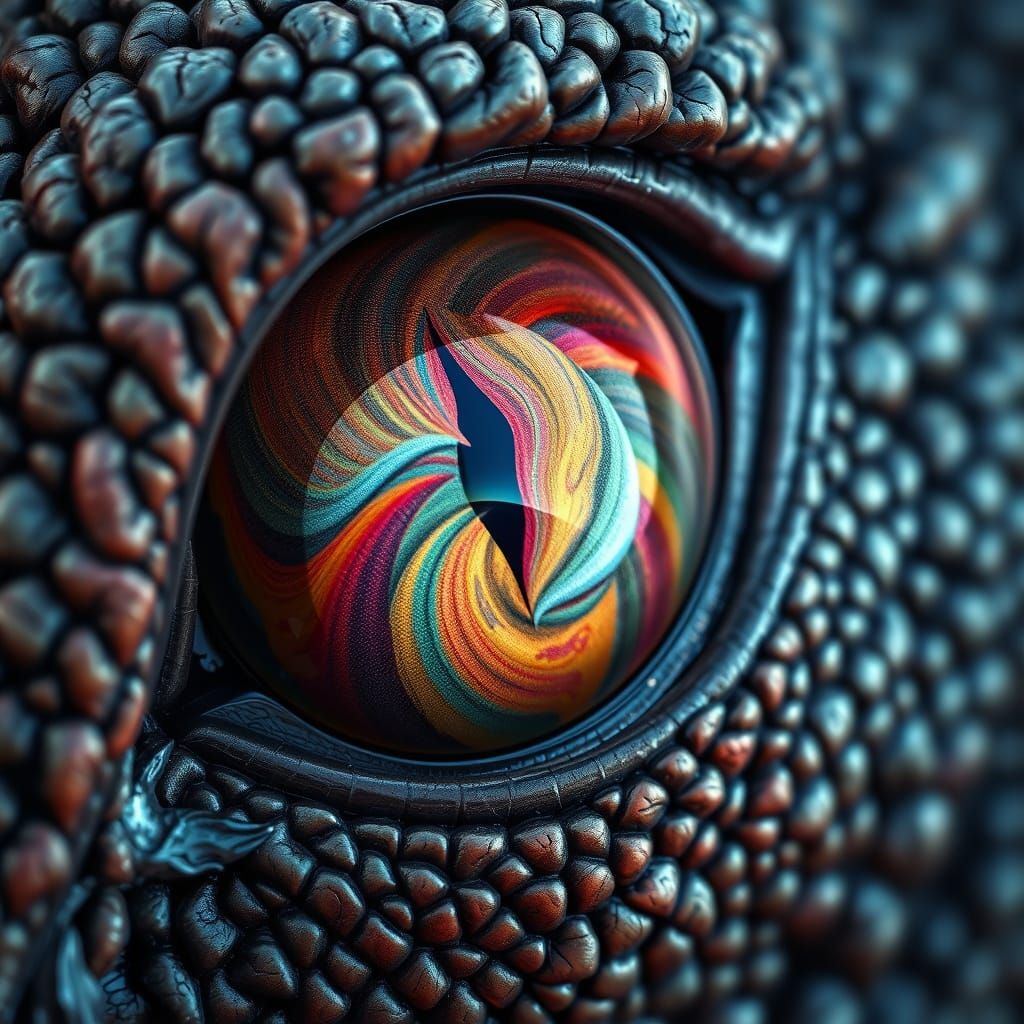 Detailed Dragon Eye Macro in Fantasy Art Style
