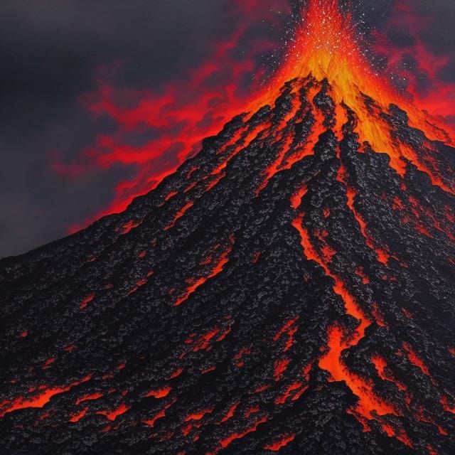 Exploding Volcano in Biopunk Dystopian Style