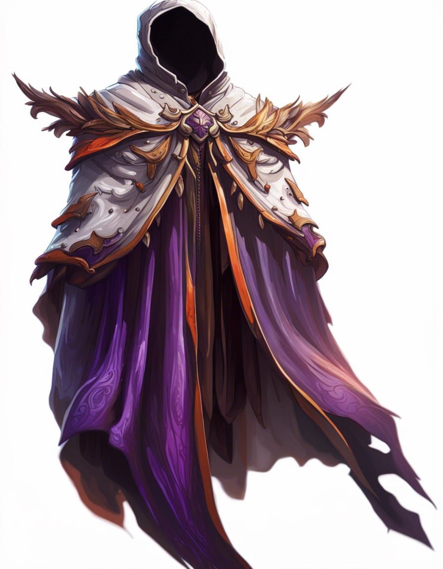 Cloak on Hanger: Digital Art in Purple, White and Orange