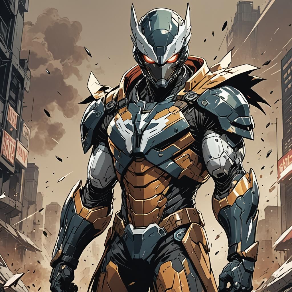 Hawk-Inspired Superhero in Cel-Shaded Comic Art