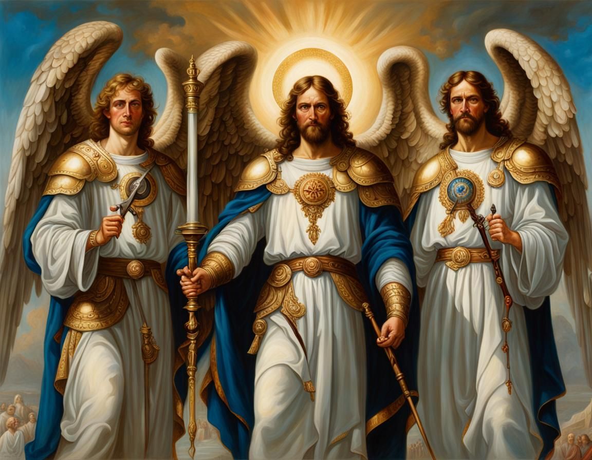 Archangels Rendered as Oil Painting