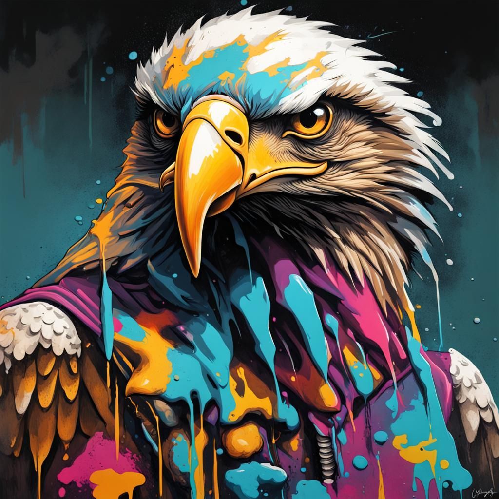 Eagle in Hoodie: Graffiti Street Art