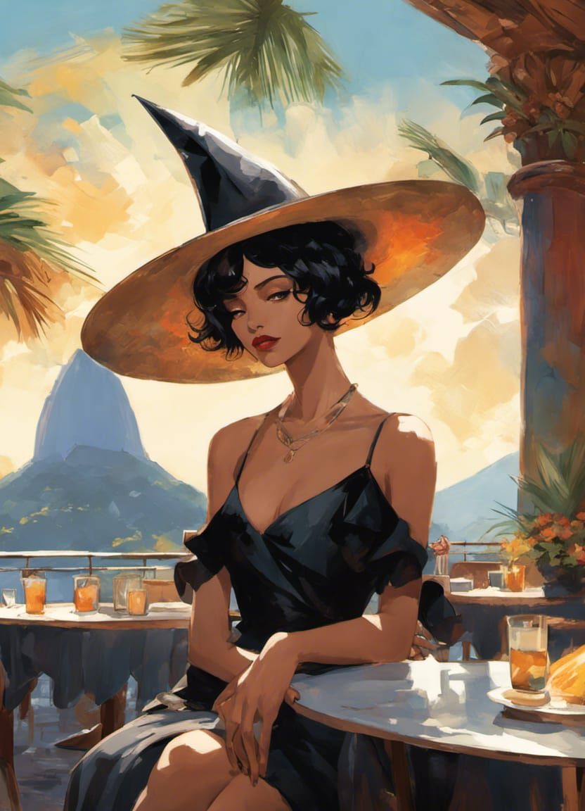Brazilian Witch Sits at Copacabana Restaurant