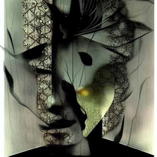 Surreal Nested Elements in Dark Fantasy Style