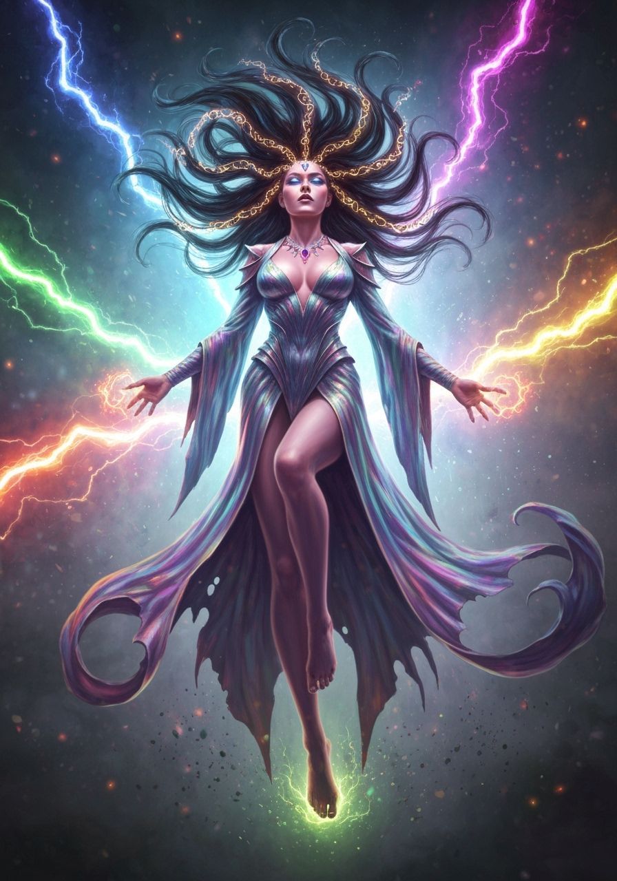 Ethereal Chaos Witch Amidst Cosmic Energy