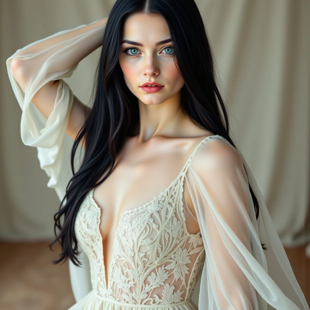 Romantic Portrait of a Woman in White Gown