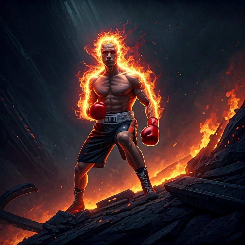 Cybernetic Boxer Ignites the Flames