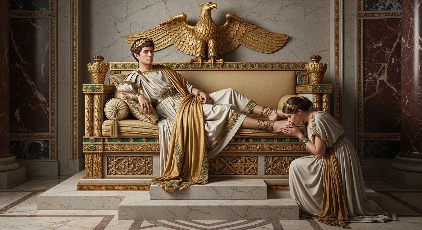 Opulent Throne Room: Emperor Nero in Ancient Rome