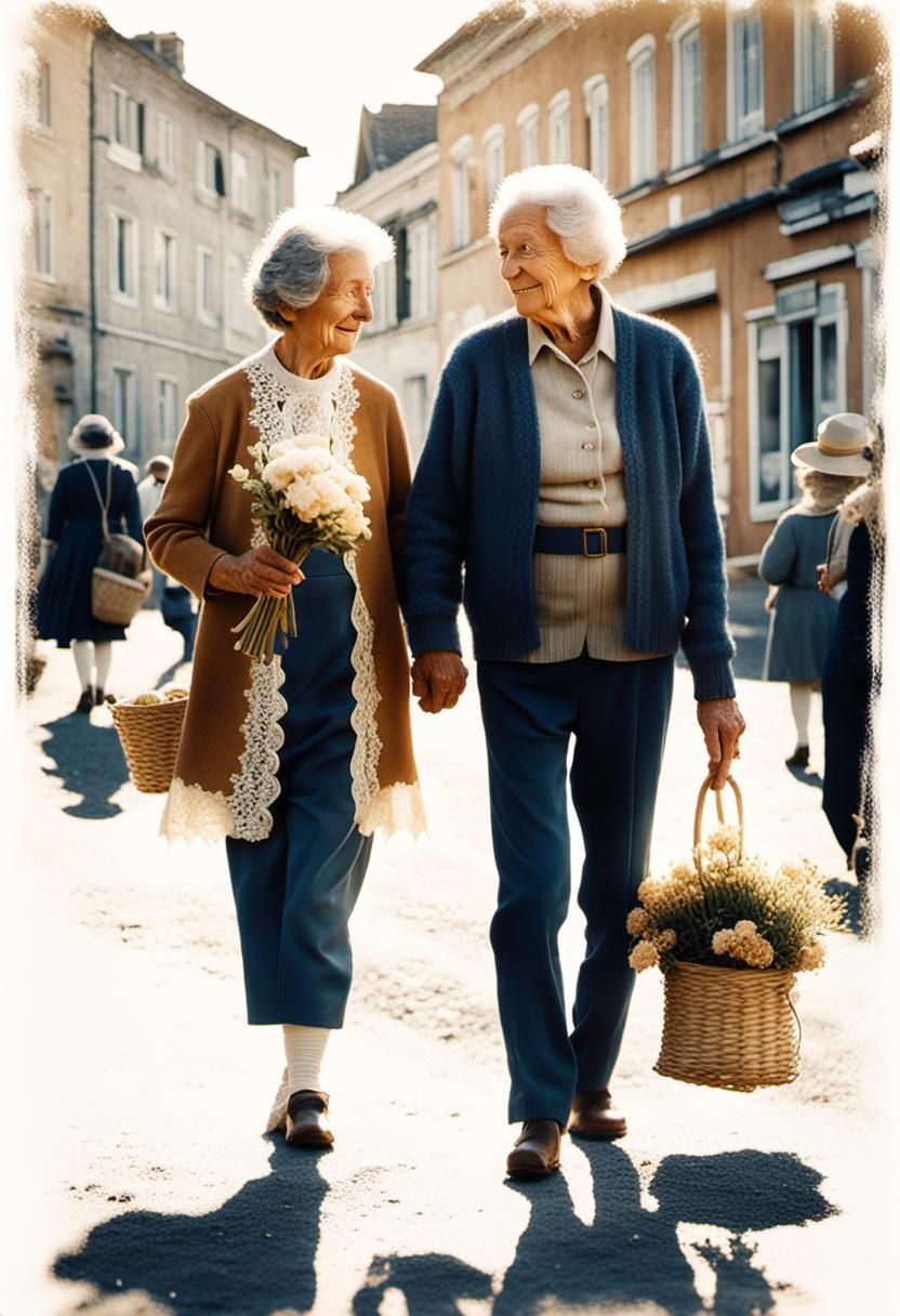 Nostalgic Sepia Photograph of Nonni in Field